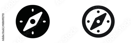 Modern compass design featuring black and white color schemes with simplified elements
