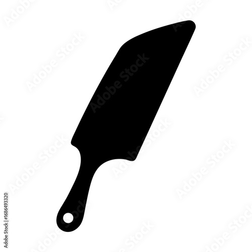 Simple silhouette illustration of a kitchen cleaver with ergonomic handle design