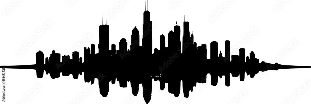 Fototapeta premium Black and White Urban City Skyline Silhouette Set
