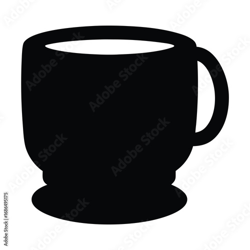 Black silhouette of a footed mug, filled with a pale liquid