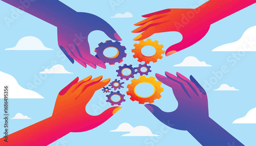 Teamwork, Collaboration, and Synergy Hands Working Together