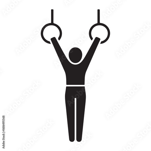 Silhouette of a gymnast performing on rings