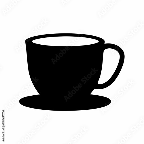 Monochrome silhouette of a cup and saucer with a simple and elegant design