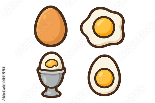 Collection of Vector Cartoon Eggs in Various Styles for Apps, Websites, Banners, Infographics, and Digital Design with Transparent Background