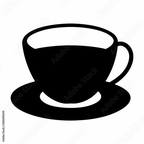 Simple Black and White Illustration of a Cup of Coffee or Tea