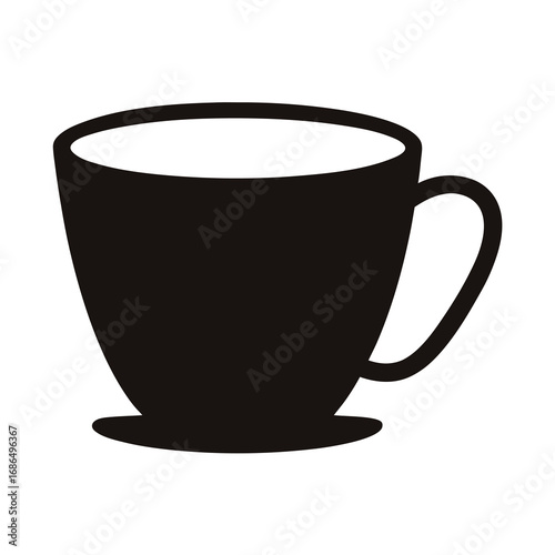 Simple black and white illustration of a tea or coffee cup icon