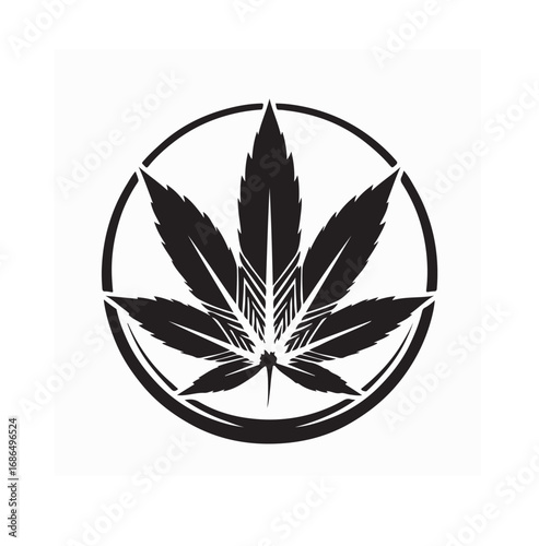 Cannabis Leaf Silhouette on White Background Vector Illustration