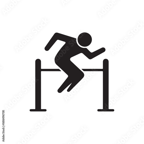 Silhouette of a person jumping over a hurdle in a sports competition