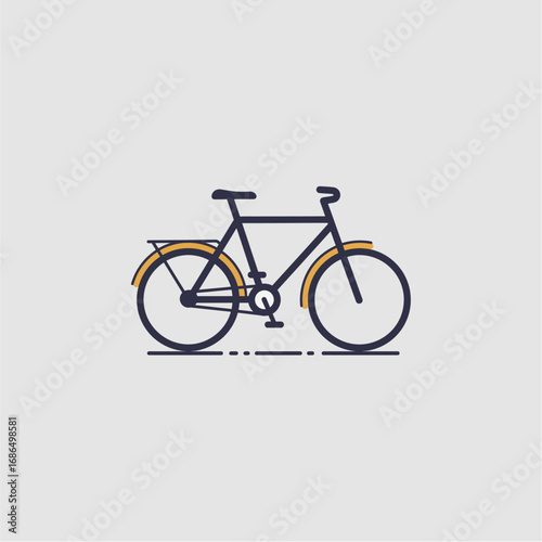 A minimalist illustration of a classic bicycle with a rear rack, presented in a clean, flat design style.