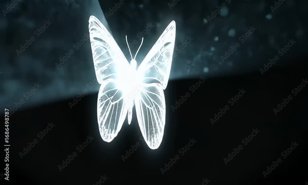 custom made wallpaper toronto digitalGlowing, translucent butterfly in flight against a dark background