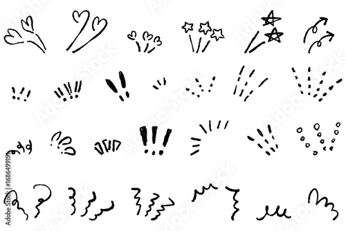 強調に使える手書き風のイラストセット