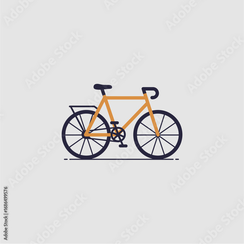 Simple illustration of a yellow bicycle with black details, set against a neutral background.