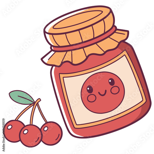 Smiling Cranberry Sauce Jar – Cute Thanksgiving Vector Illustration. Perfect for: product packaging, holiday recipe blogs, food marketing