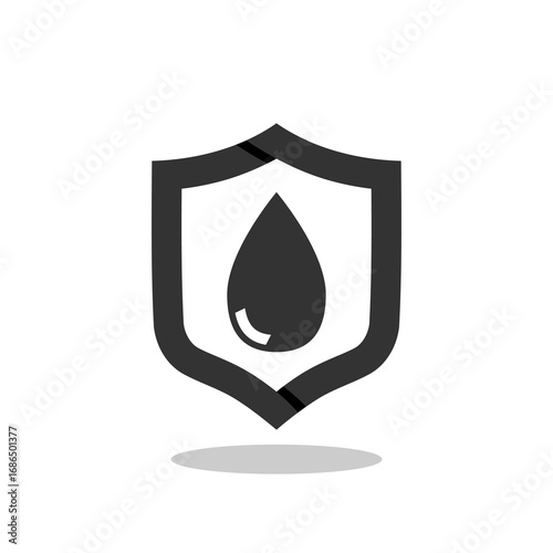 Waterproof icon, Water resistant icon with shadow