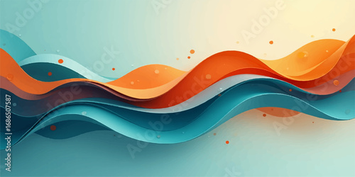 An abstract colorful wave background with a light blue and orange flow design is a stylish web banner template