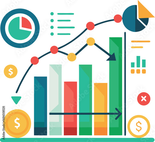 Vector of Financial Infographic Template Showing Growth