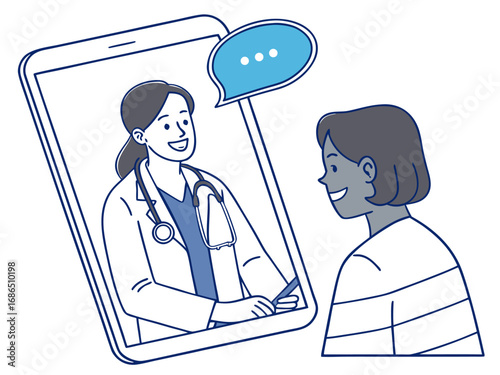 A female doctor providing online medical advice during a virtual telehealth consultation