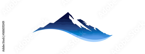 Abstract blue mountain silhouette graphic design