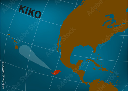 Hurricane Kiko. Hurricane heads towards Hawaii. Vector