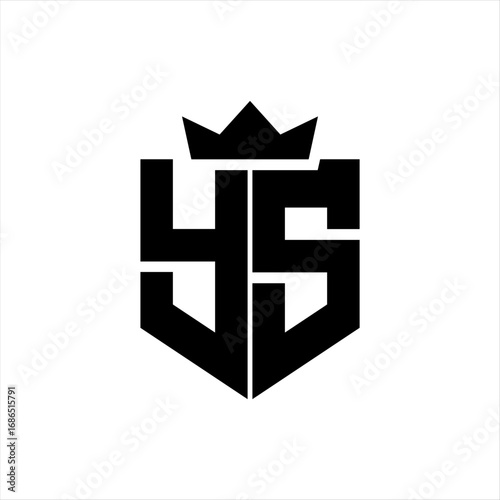 YS Vector image of a shield with a sharp geometric style and a pointed crown