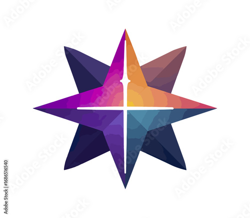 Colorful low poly star graphic design