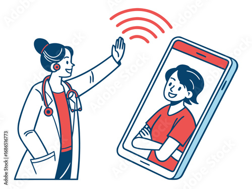 Female doctor provides virtual health consultation to patient via smartphone video call, highlighting modern telemedicine