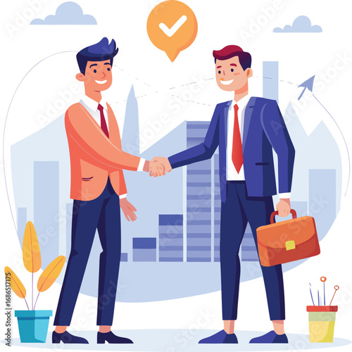 Vector of Investor Shaking Hands After Successful Trade