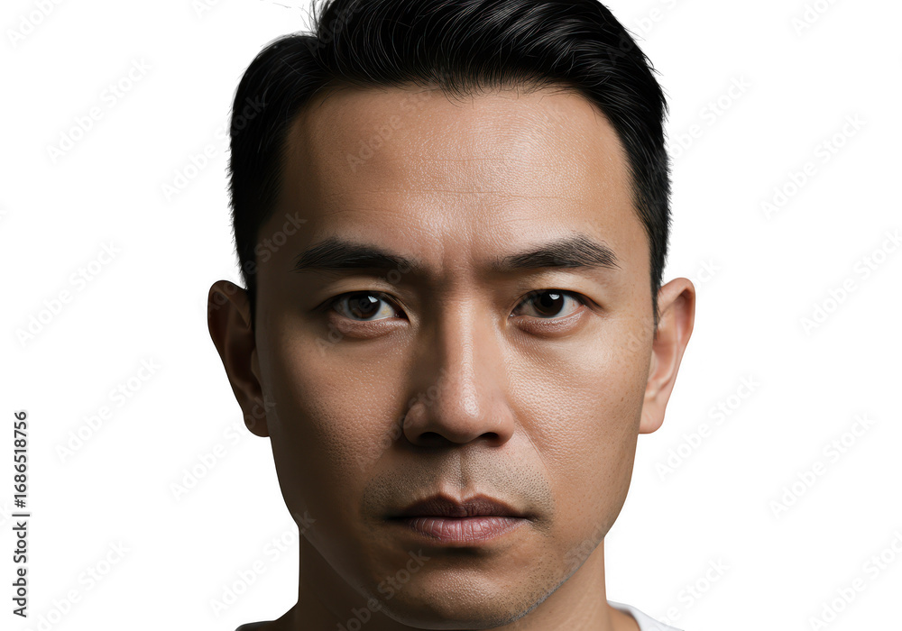Obraz premium Man with short black hair isolated on transparent background