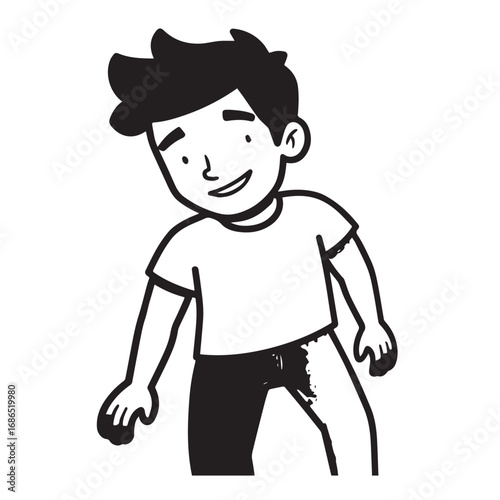 Handsome Man Black and White Illustration Vector Image Male Portrait Fashion Sketch Line Art Design