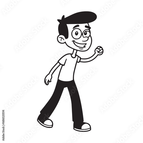Handsome Man Black and White Illustration Vector Image Male Portrait Fashion Sketch Line Art Design