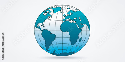 Modern vector illustration of a globe with clean outlines and smooth gradients