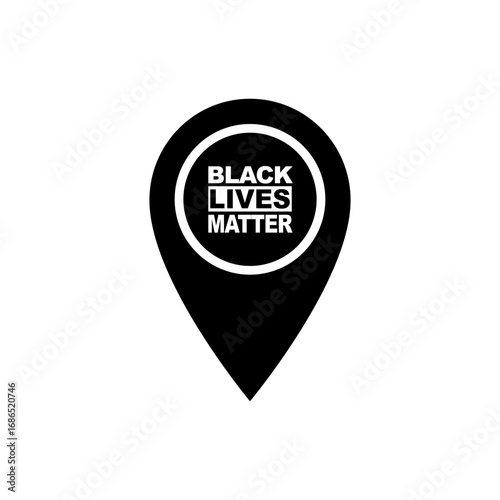 Map marker or location pin with flag of Black Lives Matter BLM