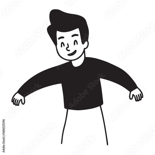 Handsome Man Black and White Illustration Vector Image Male Portrait Fashion Sketch Line Art Design