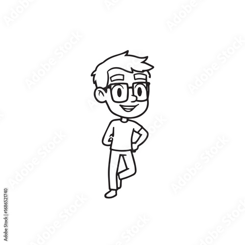 Handsome Man Black and White Illustration Vector Image Male Portrait Fashion Sketch Line Art Design