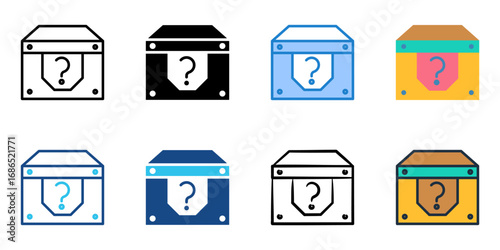 Loot box icon set multiple style collection 

