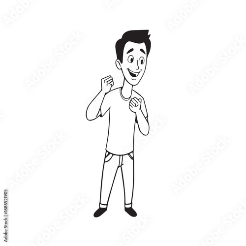 Handsome Man Black and White Illustration Vector Image Male Portrait Fashion Sketch Line Art Design