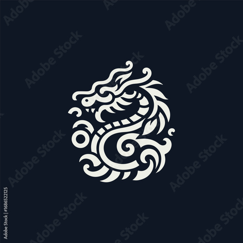 Ornate Dragon Emblem Logo