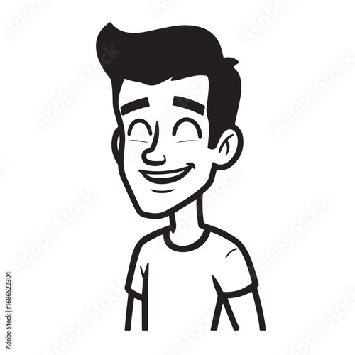 Handsome Man Black and White Illustration Vector Image Male Portrait Fashion Sketch Line Art Design