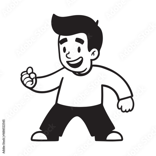 Handsome Man Black and White Illustration Vector Image Male Portrait Fashion Sketch Line Art Design