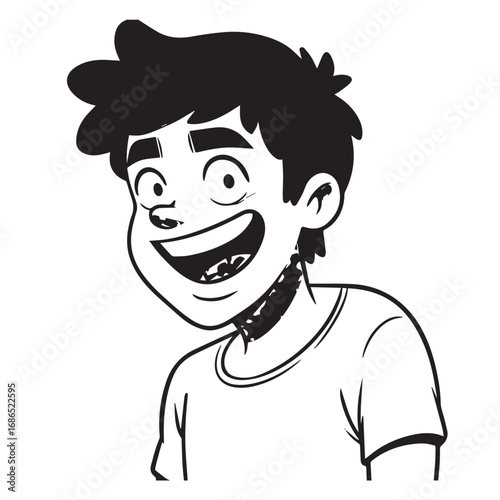 Handsome Man Black and White Illustration Vector Image Male Portrait Fashion Sketch Line Art Design