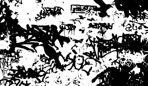 Black and white high contrast graffiti tags without background