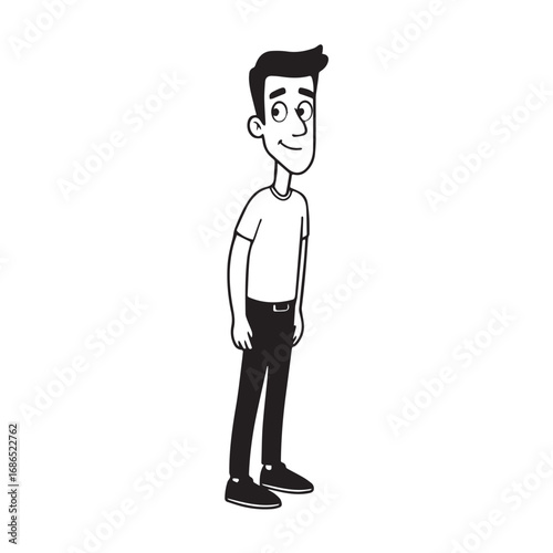 Handsome Man Black and White Illustration Vector Image Male Portrait Fashion Sketch Line Art Design