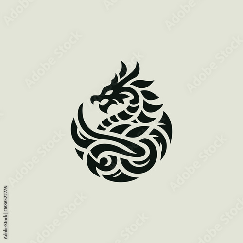 Ornate Dragon Emblem Logo