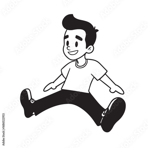 Handsome Man Black and White Illustration Vector Image Male Portrait Fashion Sketch Line Art Design