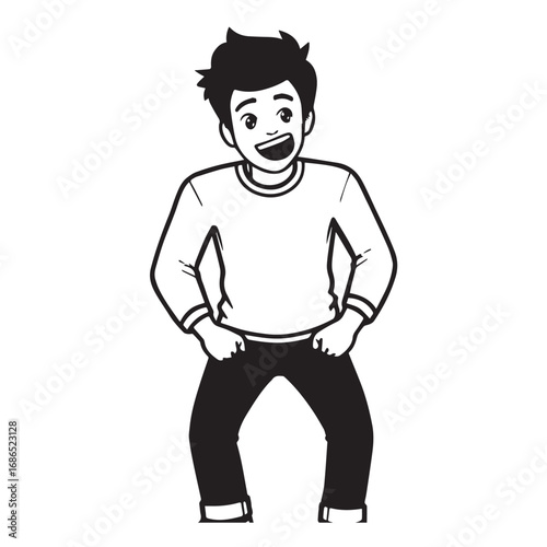 Handsome Man Black and White Illustration Vector Image Male Portrait Fashion Sketch Line Art Design