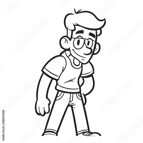 Handsome Man Black and White Illustration Vector Image Male Portrait Fashion Sketch Line Art Design