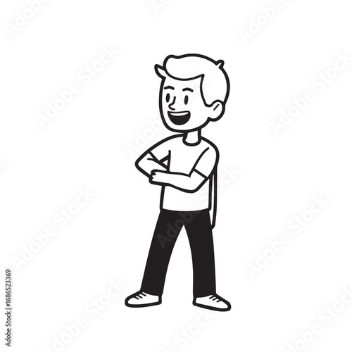 Handsome Man Black and White Illustration Vector Image Male Portrait Fashion Sketch Line Art Design