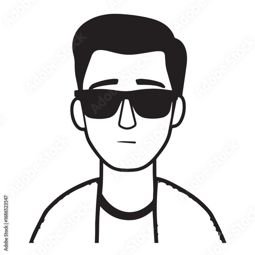 Handsome Man Black and White Illustration Vector Image Male Portrait Fashion Sketch Line Art Design