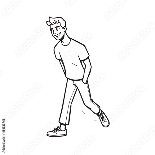 Handsome Man Black and White Illustration Vector Image Male Portrait Fashion Sketch Line Art Design