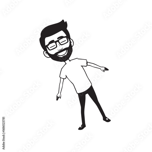 Handsome Man Black and White Illustration Vector Image Male Portrait Fashion Sketch Line Art Design